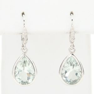 Prasiolite and Diamond Drop Earrings